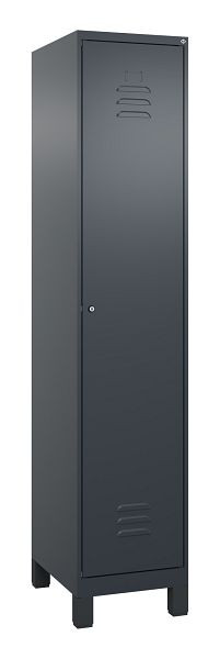 C+P Umkleidespind Classic PLUS mit Mitteltrennwand, Füße, 1950x400x500mm, 7016/7016, Zylinderschloss, 080010-12F S10003
