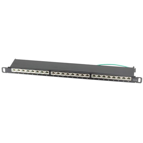 S-Conn Slim Patchpanel cat6A, 24 Port 0,5HE, 19”, 08-67052