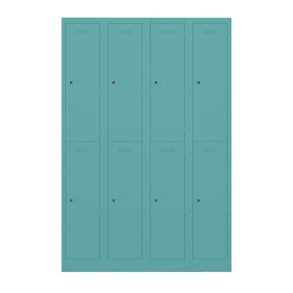Bisley Garderobenschrank Primary Locker, 4 Abteile, je 2 Fächer, 659 aquamarin, PL3050Q2659