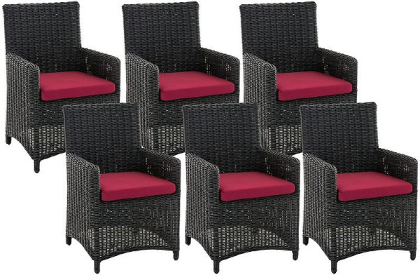 CLP 6er Set Stuhl Fontana / Sankt Marlo Rubinrot 5mm, schwarz, 328278