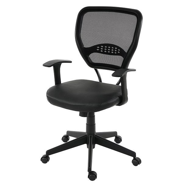 Mendler Profi-Bürostuhl Seattle, Chefsessel Drehstuhl, 150kg belastbar, Kunstleder, schwarz mit Armlehnen, 35813