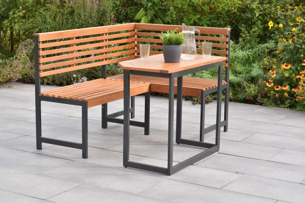 Merxx Eckbank Set, Eckbank, 1 Klappentisch 90 x 50 x 75 cm, Aluminiumgestell mit FSC Akazie, 51020-011