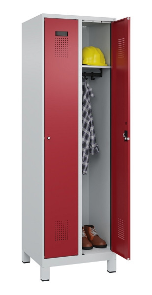 C+P Spind Evolo PLUS, mit Füßen, 2 Abteile, 1950x600x500mm, 7035/3003, Verschluss Zylinderschloss, Ablageböden 2, 049010-20 S10031