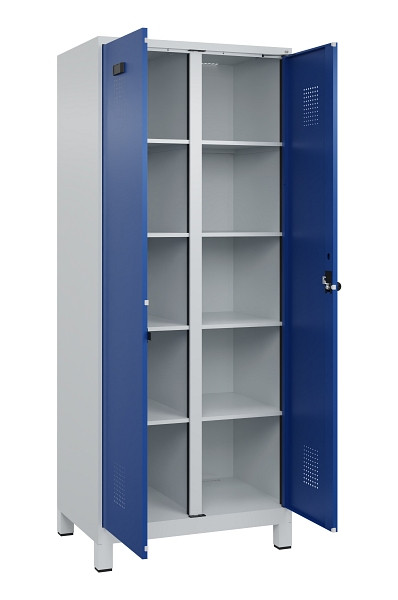 C+P Wäsche-Spind Evolo PLUS, mit Füßen, 2 Abteile, 1950x800x500mm, 7035/5010, Verschluss Drehriegel, 049012-22B S10006