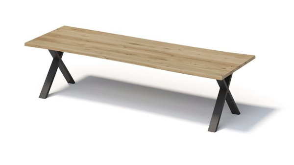 Bisley Fortis Table Natural, 3000 x 1000 mm, natürliche Baumkante, geölte Oberfläche, X-Gestell, Oberfläche: natürlich/Gestell: schwarz, FN3010XP333
