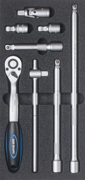 SW-Stahl Werkstattwagensortiment, Ratsche 1/2" mit Verlängerungen, 8-teilig, Z3013-16