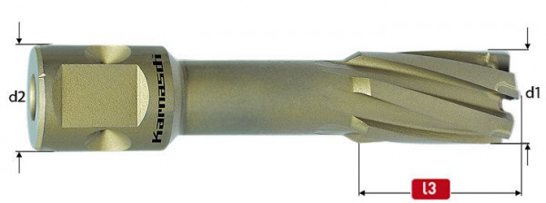 Karnasch Hartmetall-bestückter Kernbohrer, Nitto/Uni-Schaft 19 mm, Nutzlänge 55 mm, Hard-Line55 d=2', 201640130