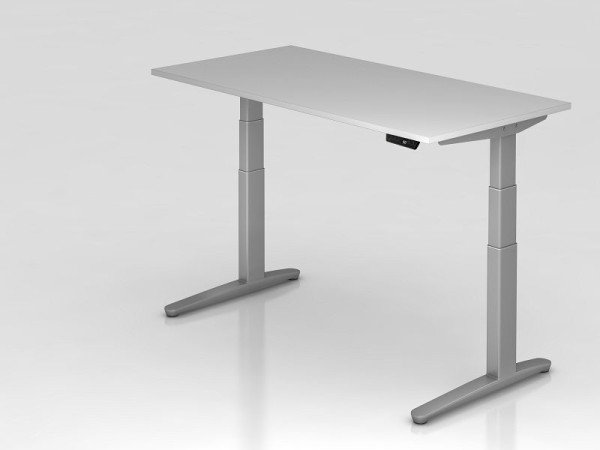 Hammerbacher Sitz-Steh-Schreibtisch elektrisch 160x80cm Grau/Silber, Rechteckform, VXBHM16/5/SS