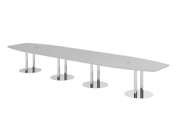 Hammerbacher Konferenztisch KT52S, 520 x 130 cm, Platte: Grau, 25mm dick, mit vier verchromten Säulenfüßen, 7,6/70 cm, Arbeitshöhe 74 cm, VKT52S/5/C