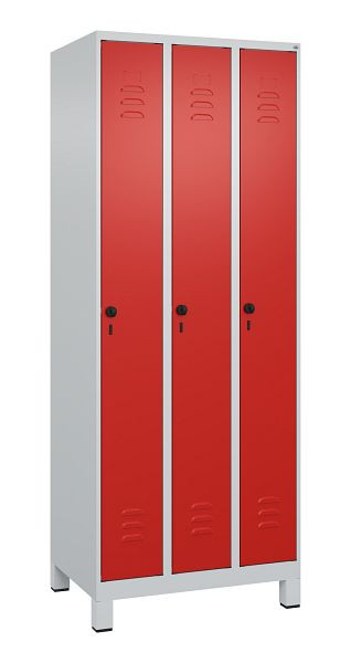 C+P Umkleidespind Classic PLUS, Füße, 3 Abteile, 1950x750x500mm, 7035/3020, Drehriegel, 080010-39 S10002