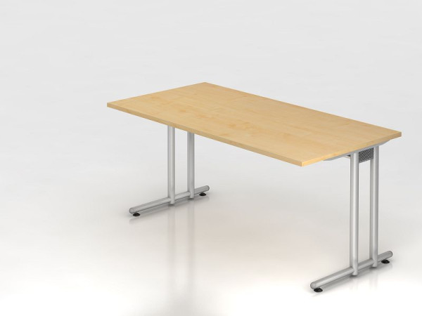 Hammerbacher Schreibtisch C-Fuß 160x80cm Ahorn/Silber, Arbeitshöhe 72 cm, VNS16/3/S