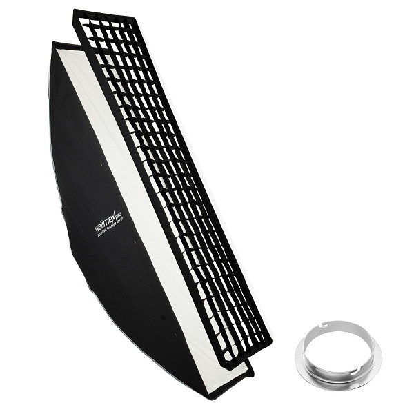 Walimex pro Essential Striplight Softbox 40x180cm + Softboxadapter für Elinchrom (Außendurchmesser: 15,2 cm), um 360° drehbar, 1023453