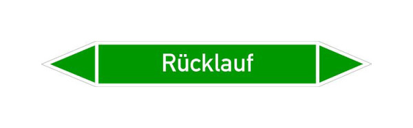 Schilder Klar Rohrleitungskennzeichen Rücklauf, 33000x90 mm Folie selbstklebend, 101461/95