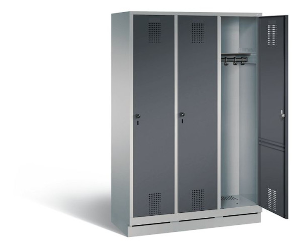 C+P Garderobenschrank Evolo, H1800xB1200xT500mm, Farbe: Weißaluminium / Anthrazitgrau, 48020-32 S10743