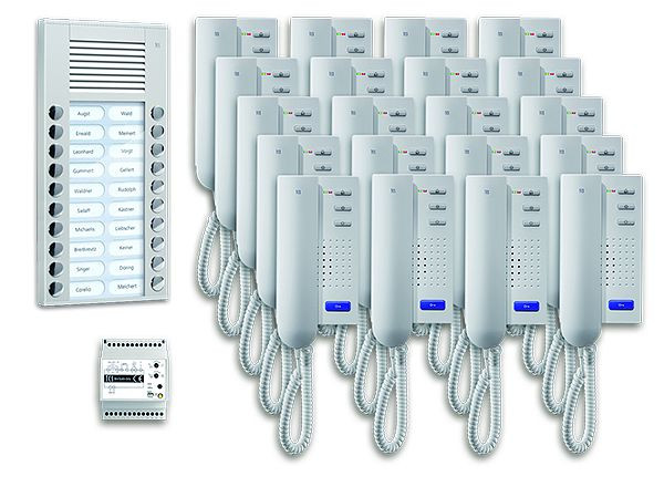 TCS Türkontrollsystem audio:pack AP für 20 Wohneinheiten, mit Außenstation PES 20 Klingeltasten, 20x Türtelefon ISH3030, Steuergerät BVS20, PPA20-EN/02