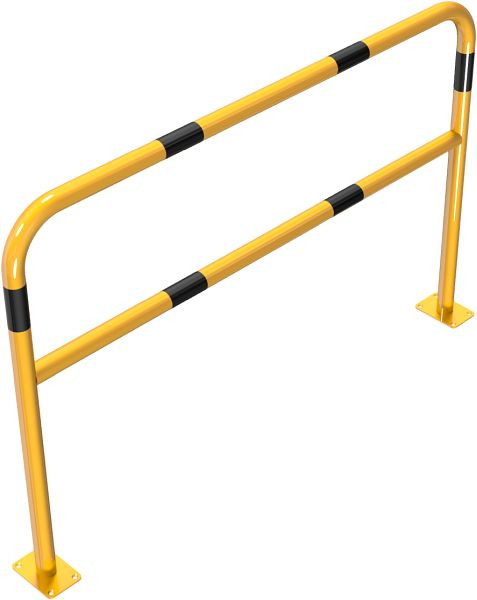 Schake Rohrbügel aus Stahlrohr gelb / schwarz mit Querholm zum Einbetonieren, Gesamtbreite: 1500 mm, Gesamthöhe: 1000 mm, beschichtet, 448_63BG