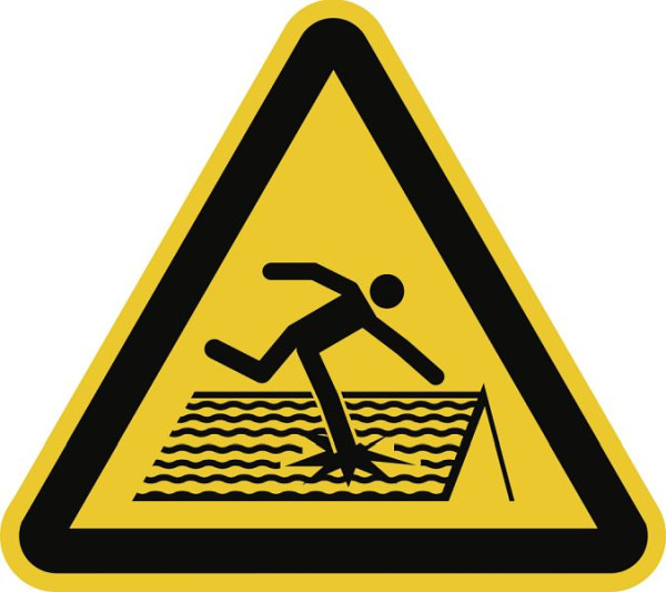 Moedel Warnung vor nicht durchtrittsicherem Dach ISO 7010, Aluminium, 200 mm Seitenlänge, 99036
