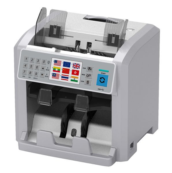 CCE 6400 Banknotenzählmaschine, bis zu 10 Währungen, mit Stacker + Reject Fach und Sortierfunktionen, AC064001