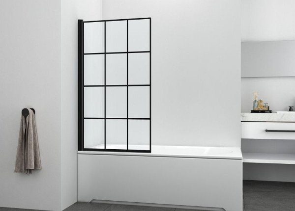 Sanotechnik Wannenklappwand schwarz kariert 80x140cm 5mm Glas klar, E14815B