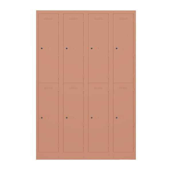 Bisley Garderobenschrank Primary Locker, 4 Abteile, je 2 Fächer, 658 coral, PL3050Q2658