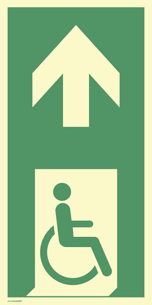 Moedel Notausgang für gehbeeinträchtigte Personen rechts Pfeil oben, Kunststoff, nachleuchtend, 200x400mm, 104317