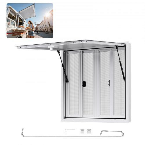 VEVOR Imbissfenster 915x915mm mit Aluminiumrahmen, 85°-Öffnung & 4 Schiebefenstern, für Konzessionsstände Imbisswagen, SCFWCK3636YCAFA9Y001V0