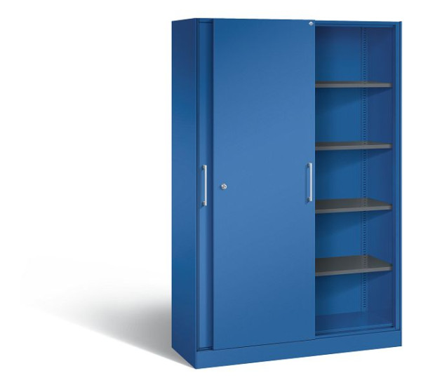 C+P Schiebetürenschrank Asisto, H1980xB1200xT435mm, Farbe: Enzianblau, Bügelgriff, 5 OH, 142001-000 S10043
