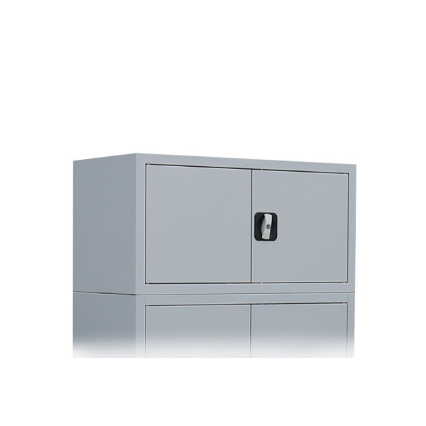Lüllmann Aufsatzschrank mit Flügeltüren und Zylinderschloss mit Drehgriff, 450 x 1200 x 422 mm, lichtgrau, 531130