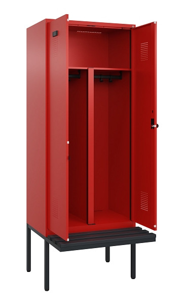 C+P PSA Doppel-Spind Evolo PLUS, Bank, 2 Abteile, 2120x800x815mm, 3020/3020, Drehriegel, Material Sitzfläche Kunststoff, 0490427-22P S10079