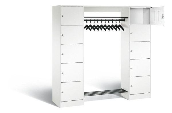 C+P Offene Garderobe Serie 8070, H1950xB1870xT480mm, Farbe: Verkehrsweiß, 82710-00 S10367