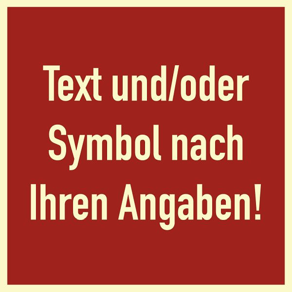 Moedel Brandschutzzeichen - Text nach Ihren Angaben, Folie, nachleuchtend, 160-mcd, 100x100 mm, 99969