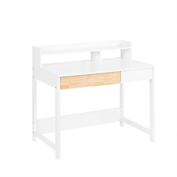 SoBuy Schreibtisch mit 2 Schubladen Weiß 100x59x95 cm, Modern, FWT106-W