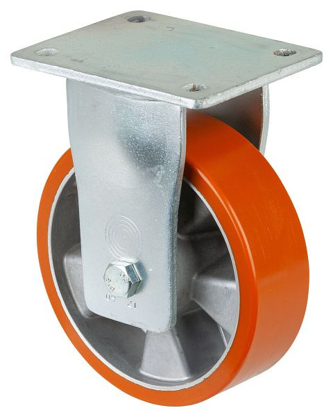 BS Rollen Schwerlastrolle, Bockrolle, Breite 50 mm, Ø160 mm, bis 600 kg, Guss-Polyurethan 95 Shore A, Radkörper Aluminium, Kugellager, RR110.B90.160