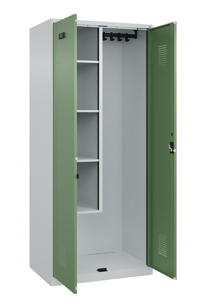 C+P Putzmittel-Spind Evolo PLUS, 2 Abteile, 1850x800x500mm, 7035/6011, Zylinderschloss, 049100-02 S10037