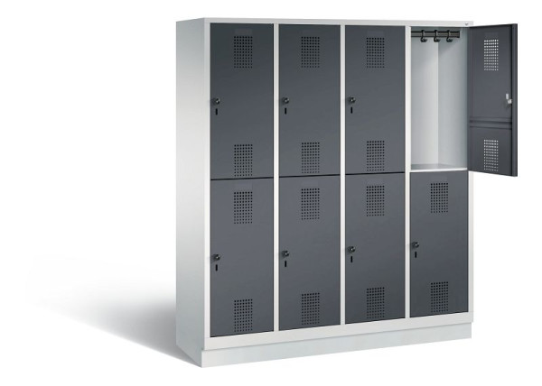 C+P Spind doppelstöckig Evolo, H1800xB1590xT500mm, Farbe: Lichtgrau / Schwarzgrau, 48320-42 S10020