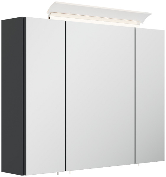 Posseik Spiegelschrank 80cm inkl. Design LED-Lampe und Glasböden grafit, PSPS80CM1000003DE