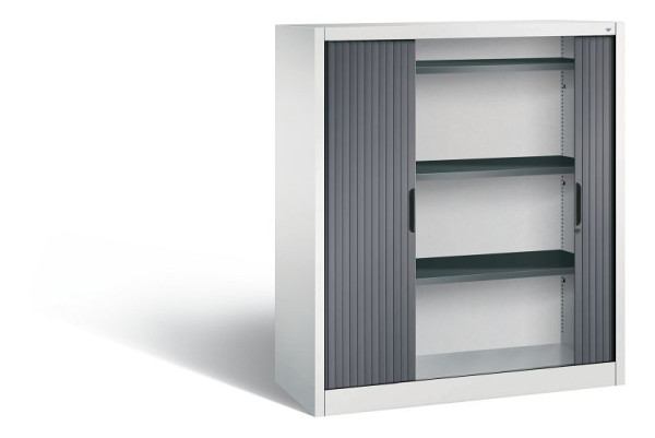 C+P Sideboard mit Rollladen Omnispace, H1345xB1200xT420mm, Farbe: Grau/Schwarzgrau, Griffmulde, 3 OH, 3223-00 S10082
