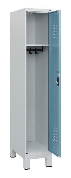 C+P Spind Evolo PLUS, Füße, 1 Abteil, 1630x300x500mm, 7035/0010, Zylinderschloss, 0490105-10 S10035
