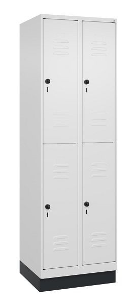 C+P Doppelstöckiger Spind Classic PLUS, Sockel, 2 Abteile, 1950x600x500mm, 9016/9016, 080320-20 S10014