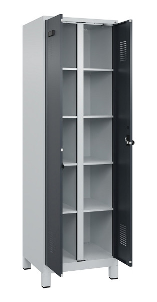 C+P Wäsche-Spind Evolo PLUS, mit Füßen, 2 Abteile, 1950x600x500mm, 7035/7016, Verschluss Drehriegel, 049012-20B S10012