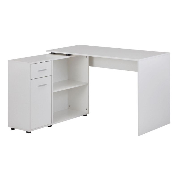 Wohnling Design Eckschreibtisch mit Regal Weiß 120 x 75,5 x 106,5 cm, WL5.305