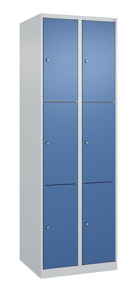 C+P Schließfachschrank Classic PLUS, 2 Abteile mit je 3 Fächern, 1850x600x500mm, 7035/5023, 080000-203 S10005