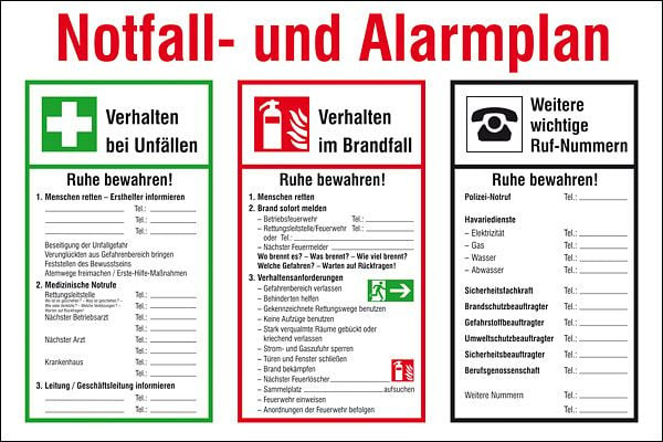 SafetyMarking Aushang - Brandschutz, Notfall- und Alarmplan, BxH 60x40 cm, Kunststoff (Hart-PVC), 43.A5975