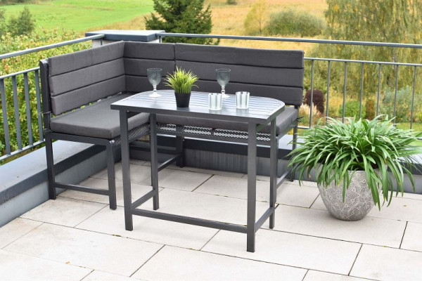 Merxx Elos Eckbank Set, 1 Eckbank, Schenkel wahlweiße rechts oder links montierbar, 1 Auflagen Set, Sitz- und Rückenkissen, grau, Aluminium, 50501-800