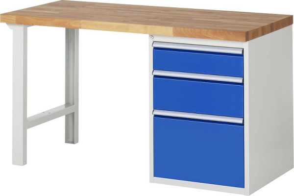 RAU Werkbank Serie 7000 - Modell 7508-1, B1500 x T700 x H890 mm, Systemunterbau B1500 x T650 x H850 mm, 03-7508A1-157B4M.11