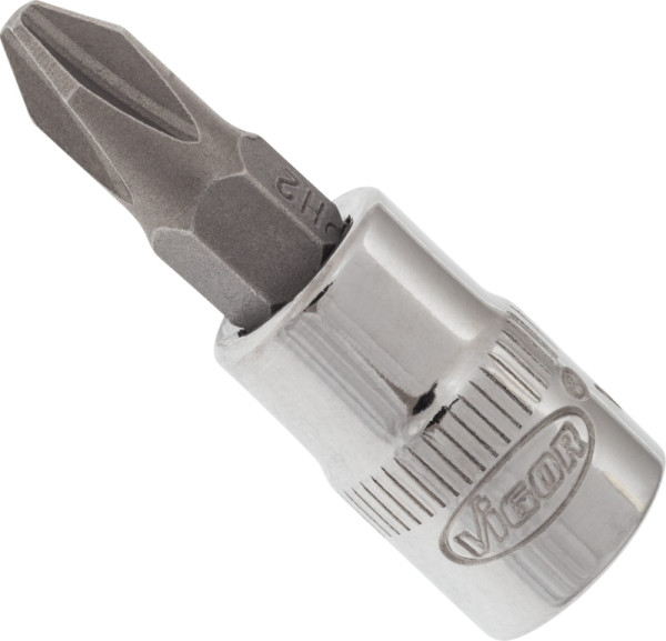 VIGOR Schraubendreher-Einsatz, Vierkant hohl 6,3 mm (1/4 Zoll), Kreuzschlitz Profil PH, PH2, V2437N