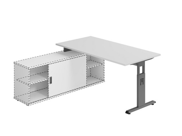 Hammerbacher Anbauschreibtisch T-Fuß 160x80cm Grau/Graphit, VOSE16/5/G