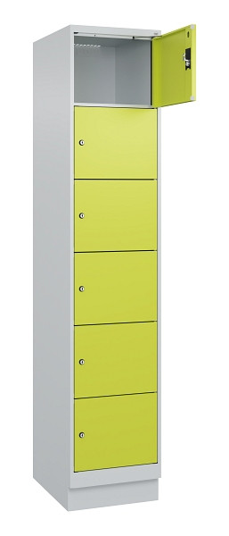 C+P Schließfachschrank Evolo PLUS, mit Sockel, 6 Fächer, 1950x400x500mm, 7035/00, Frontfarbe 1108060 RDS Clowngrün, 049020-126 S10015