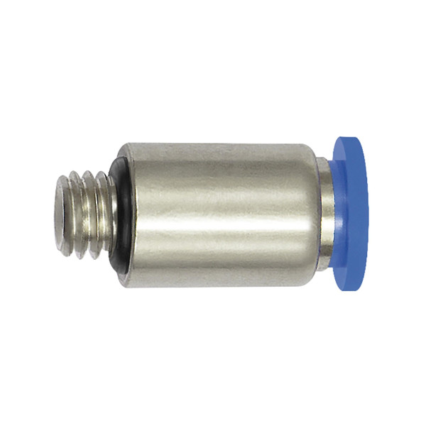 Riegler Gerade Steckverschraubung »Blaue Serie« mini, rund, M7, für Schlauch-Außen-Ø 4 mm, pmax 10 bar, Kunststoff/Messing vernickelt, 152274