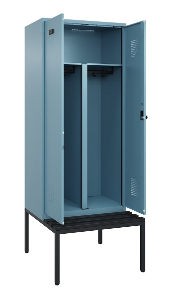 C+P PSA Doppel-Spind Evolo PLUS, Bank, 2 Abteile, 2120x800x815mm, 0010/0010, Drehriegel, Sitzfläche Kunststoff, Sitzbank, 0490527-22P S10075
